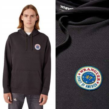 shumee Wrangler LOGO HOODIE s kapuco, oprano črna, XL