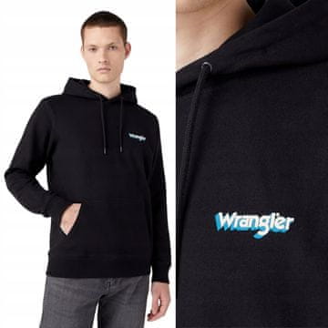 shumee Wrangler LOGO HOODIE s kapuco, oprano črna, XXL
