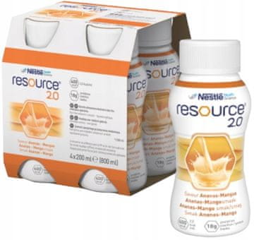 shumee Resource 2.0 okus ananasa in manga podhranjenost pomanjkanje apetita 4 x 200 ml