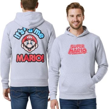 Super Mario Super Mario Nintendo moška kapuco majica, siva majica s potiskom, velik žep