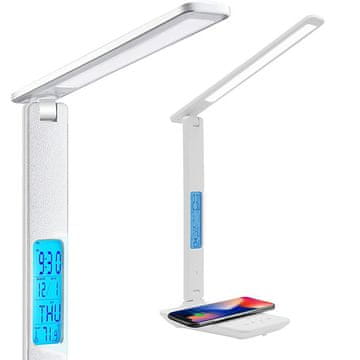 shumee Alogy LED namizna svetilka Qi 10W induktivni polnilnik z zaslonom bela