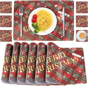 shumee KROŽNIK PODLOGA SKODEC RDEČA BOŽIČNI SET 6+6