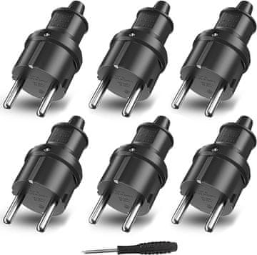 shumee 6x OMREŽNI VTIČ 250V 16A ZA KABEL 6-16mm SEBS IP44