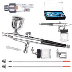 shumee PROFESIONALNI AIRBRUSH 3 ŠOBE 0,2 0,3 0,5 MM 2 STRANSKA REZERVOARJA ZA BARVO