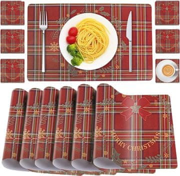 shumee KROŽNIK PODLOGA SKODEC RDEČA BOŽIČNI SET 6+6