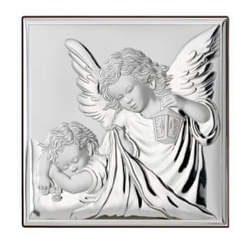 shumee Srebrna angelska slika za krst ali obhajilo z namensko gravuro 81200 8 x 8 cm