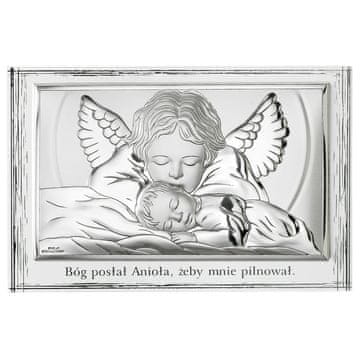 shumee Srebrna slika angela varuha, spominek na krst in obhajilo, z gravuro 81288PL 13,5 x 9 cm