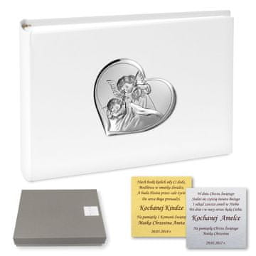 shumee ALBUM ZA KRST, OBHAJILO, ROJSTNI DAN, TRADICIONALNI ZA OBJAVLJENE FOTOGRAFIJE, S SREBRNIM ANGELOM - SRČKOM