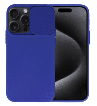 shumee Mehak silikonski ovitek CamShield za iPhone 15 Pro Max mornarsko moder