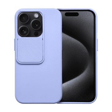 shumee Mehak silikonski ovitek CamShield za iPhone 15 Pro svetlo vijoličen