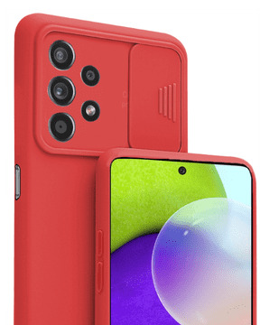 shumee CamShield mehak silikonski ovitek za Samsung Galaxy A52 / A52 5G / A52s rdeč