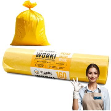 shumee Vreče za odpadke 160l rumene LDPE, 10 kosov