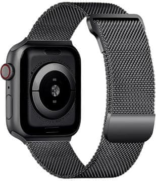 shumee PAŠEK ZA URO APPLE WATCH 1/2/3/4/5/6/7/8/9/SE 38/40/41mm ČRNO JEKLO