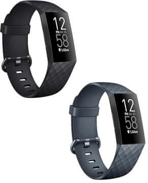 shumee 2x TRAK ZA Fitbit Charge 3/4 ČRNO SIVO TPU NEPREMOČLJIVO ZAPESTNICO L