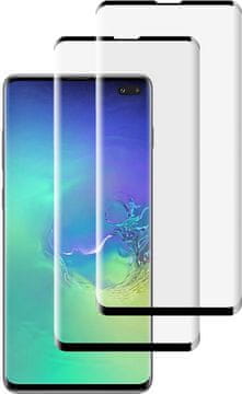 shumee 2x 9H KALJENO STEKLO ZA SAMSUNG GALAXY S10+ ZAOBLJENE STRANKE ČRNE PROGE