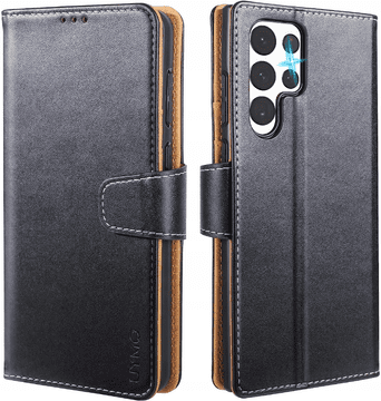 shumee ČRN ZAPRTI OVITEK ZA SAMSUNG GALAXY S22 ULTRA Z RJAVIM OVITKOM