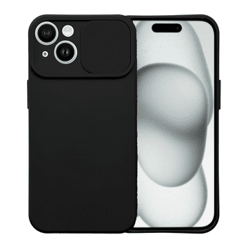 shumee CamShield mehak silikonski ovitek za iPhone 15 Plus črn