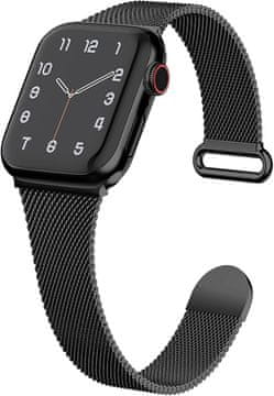 shumee PAŠEK ZA URO APPLE WATCH 1/2/3/4/5/6/7/8/9/SE 38/40/41mm ČRNO JEKLO