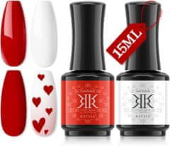 shumee GEL LAK ZA NOHTE DVOBARVNI RDEČE BEL VELIK SET 2x 15ml