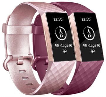 shumee 2x PAŠEK ZA Fitbit Charge 3/4 ROZA RDEČ TPU NEPREMOČLJIV ZAPESTNIK L