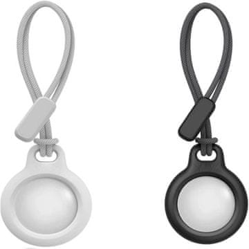 shumee 2x OVITEK ZA APPLE AIRTAG 2021 Z OBROČKOM OBESEK ZA KLJUČE BELO ČRN
