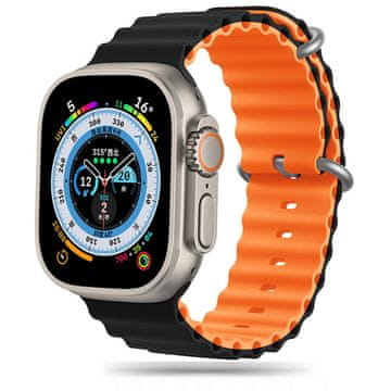 shumee PAŠEK ZA APPLE WATCH 1/2/3/4/5/6/7/8/9/10/SE 42/44/45 ČRNO-ORANŽEN