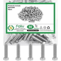 shumee M5*16MM M5x16MM ŠESTROTNI VIJAK 304 NERJAVEČE JEKLO POLNI NAVOJ 80kos