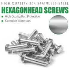 shumee M5*16MM M5x16MM ŠESTROTNI VIJAK 304 NERJAVEČE JEKLO POLNI NAVOJ 80kos