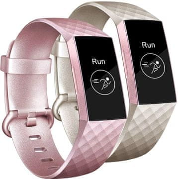 shumee 2x TRAK ZA NEPREMOČLJIV ZAPESTNI PAS Fitbit Charge 3/4 ROZA ZLATO TPU S