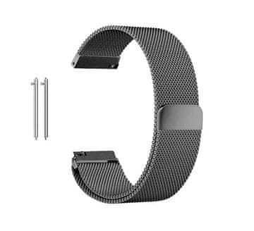 shumee PAŠEK ZA URO BLACK STEEL MESH UNIVERZALEN SAMSUNG HUAWEI 22mm