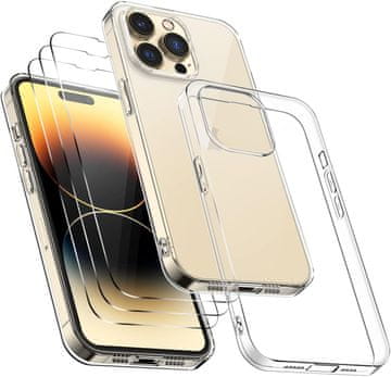 shumee 3 KOSNI ZAŠČITNI STEKLENI OVITEK PROZOREN ZA IPHONE 14 PRO 6.1' NAZAJ