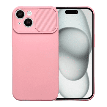 shumee Mehak silikonski ovitek CamShield za iPhone 15 roza