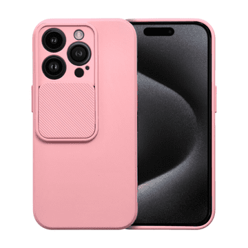 shumee Mehak silikonski ovitek CamShield za iPhone 15 Pro Max roza