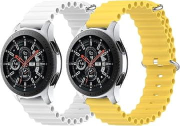 shumee 2x PAŠEK ZA URO RUMENO BEL SILIKON Samsung Galaxy Watch 3 45mm 22mm