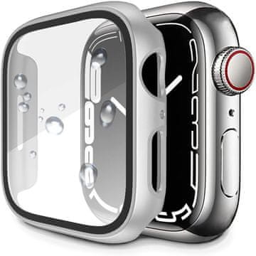 shumee OVITEK ZA APPLE IWATCH SERIES 7 41MM SREBRNI OKVIR ZAŠČITA ZASLON VZDRŽLJIV