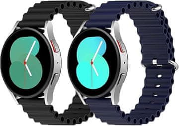 shumee 2xPAŠEK ZA URO ZA Samsung Galaxy Watch 5/4/3 SILIKON ČRNO MODER 20mm