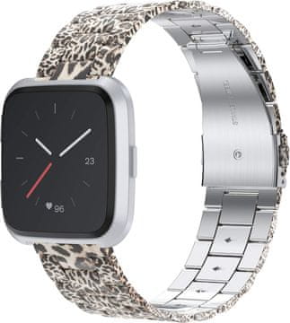 shumee URA ZAPESTNICA ZA Fitbit Versa/Versa 2/LITE LEOPARD RJAVA JEKLO