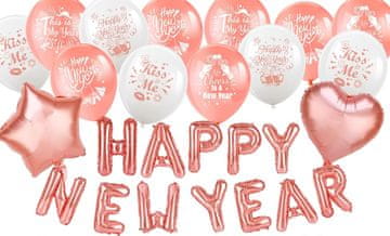 shumee SILVESTRSKI SET BALONOV IZ LATEKS FOLIJE ROZA GOL ROZA GOLD