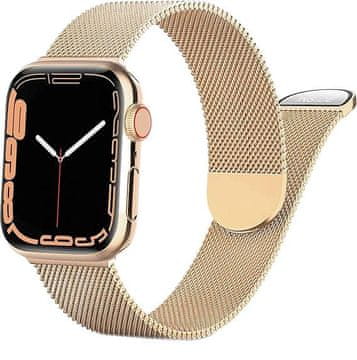 shumee PAŠEK ZA URO APPLE WATCH 1/2/3/4/5/6/7/8/9/SE 38/40/41 mm ROŽNO ZLATO JEKLO