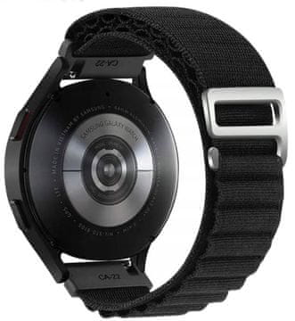 shumee 20 mm pašček za Samsung Galaxy Watch 5/4/3/2 40/41/42/44/46 črn najlon