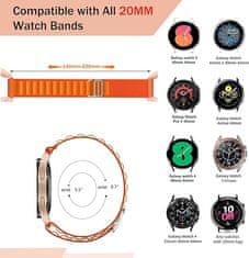 shumee 20 mm pašček za Samsung Galaxy Watch 5/4/3/2 40/41/42/44/46 črn najlon