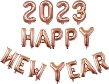 shumee SET BALONOV HAPPY NEW YEAR 2023 ROZA ZLATO SILVESTROVO
