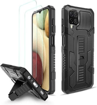 shumee 2X STEKLENI OVITEK ZA SAMSUNG GALAXY A12 2020 ČRN