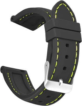 shumee ČRN SILIKONSKI PAS ZA URO UNIVERZALNA NEPREMOČLJIVA SREBRNA ZAPONKA 18mm