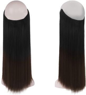 shumee SINTETIČNI LASNI PODALJŠKI RAVNI OMBRE TEMNO RJAVI 46cm