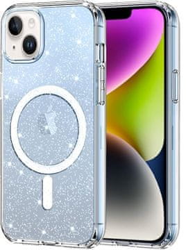 shumee Glitter magnetni ovitek z MagSafe za iPhone 13 / 14, prozoren