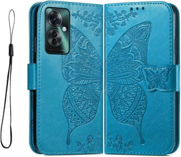 shumee Preklopna torbica Wallet Butterfly za Oppo Reno 11F 5G modra