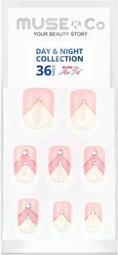 shumee PRESS ON NAILS TIPS 36 ROZA GRAFIKA Z RHINESTAMNI ELEGANT
