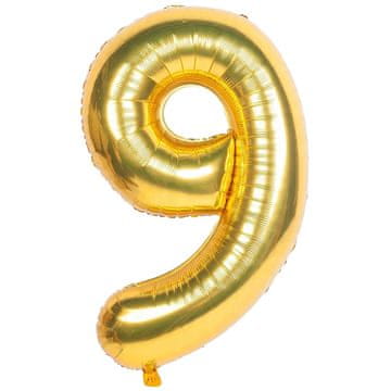 shumee VELIKI FOLIJA BALON ZA OBLETNICO ROJSTNI DAN ŠTEVILKA 9 ZLAT 40cm