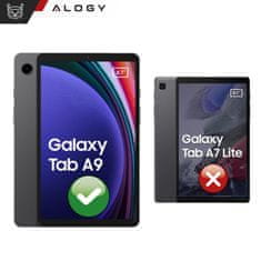 shumee Ovitek za tablični računalnik Samsung Galaxy Tab A9 2023 8,7" X110/X115, ovitek Alogy, knjižni ovitek, samorog, moder + steklo